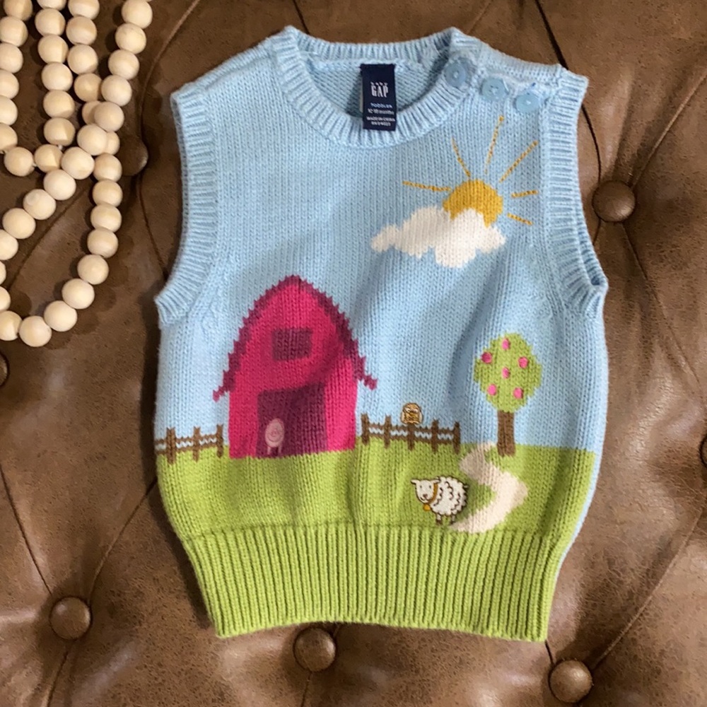 Baby Gap barnyard sweater vest 12-18m